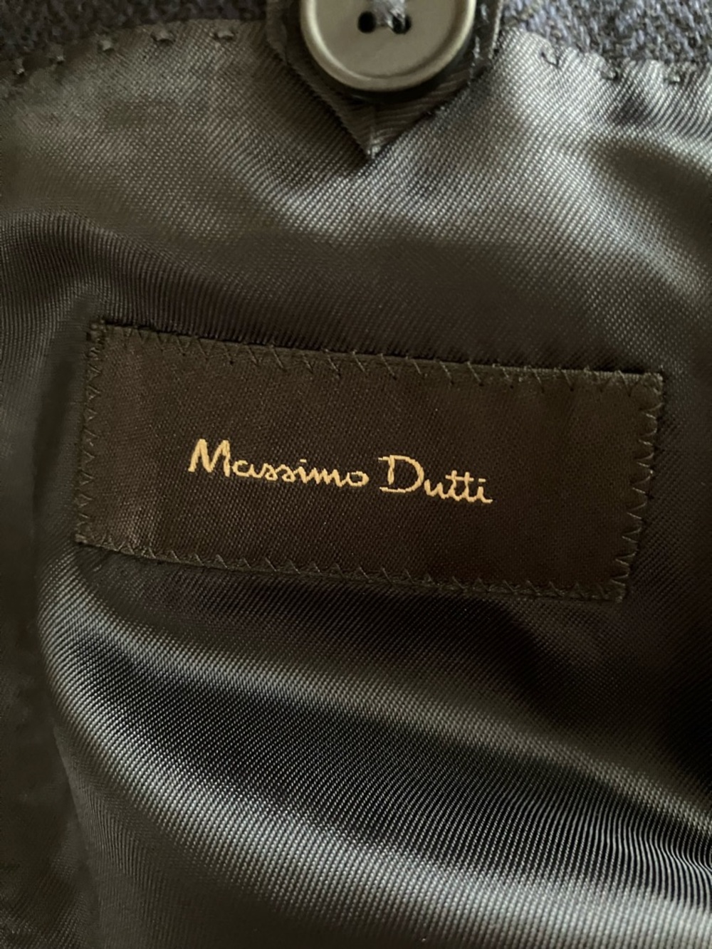 Massimo Dutti Navy Two-Button Textured Blazer - Picture 3 of 5